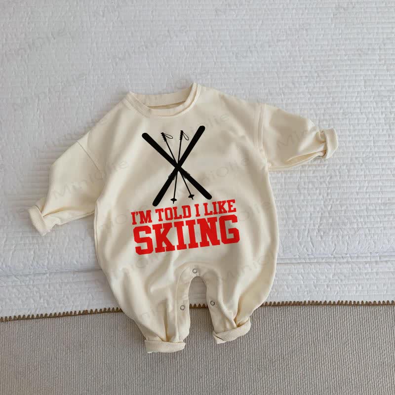 I'M TOLD I LIKE SKIING Baby Beige Romper - Beige - 2-3T - image 1