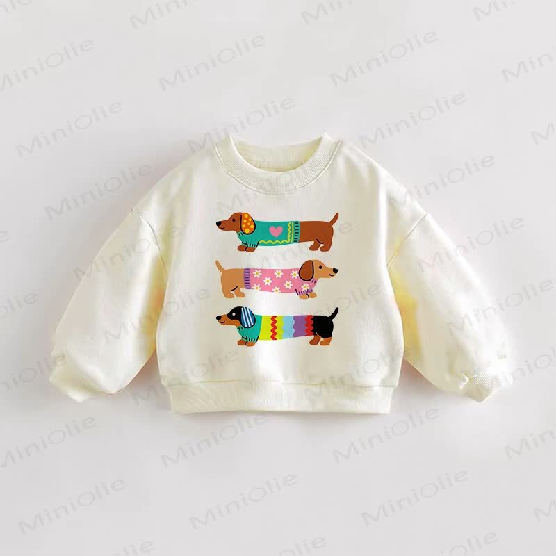 Baby Toddler Three Dachshund Cream Sweatshirt - Cream - 3-5T - image 1