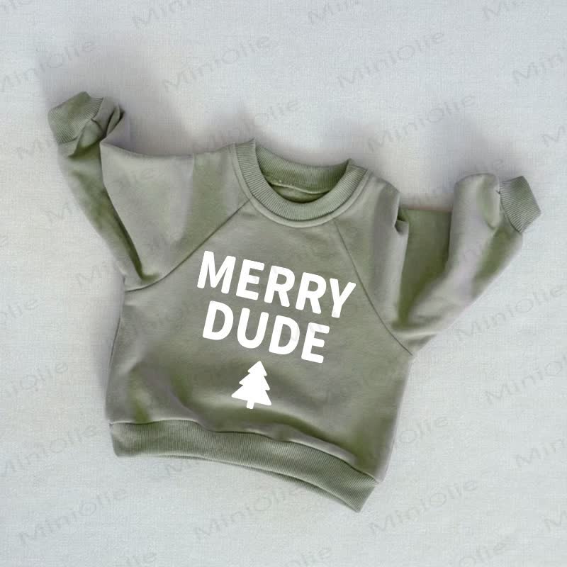 MERRY DUDE Baby Toddler Christmas Tree Grey Green Sweatshirt - Grey Green - 3-5T - image 1