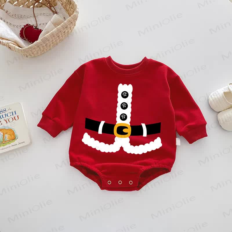 Baby Santa Claus Print Red Bodysuit - Red - 18-24M - image 1