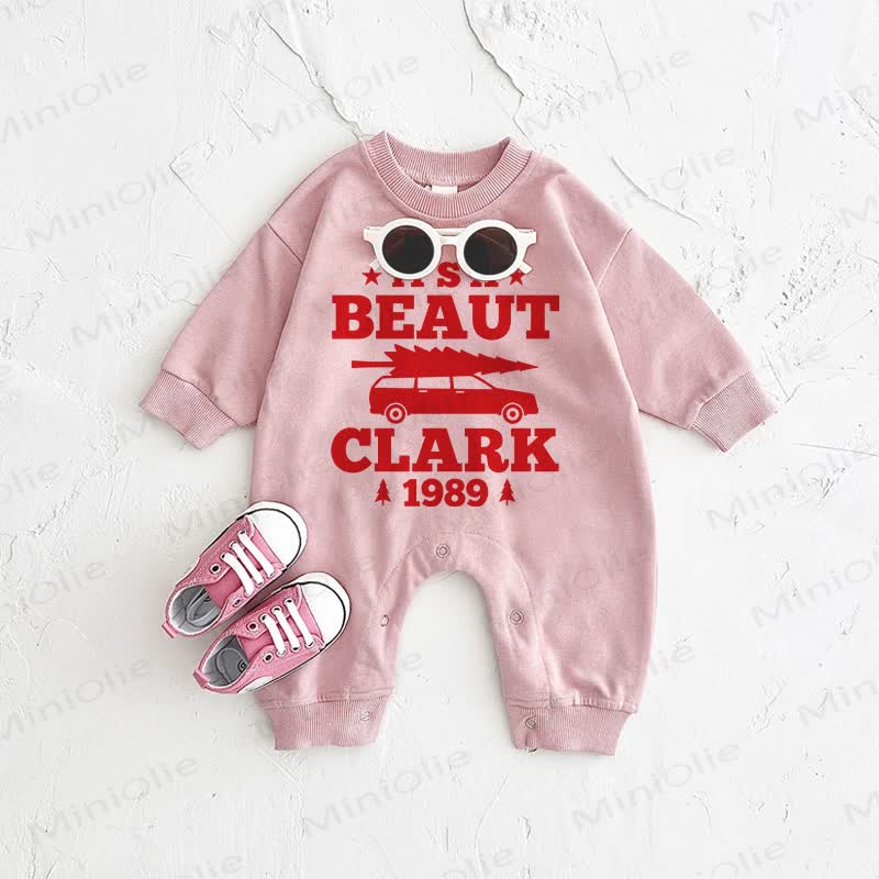USA BEAUT CLARK 1989 Baby Christmas Tree Pink Romper - Pink - 2-3T - image 1