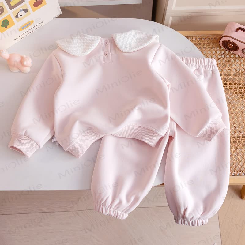 Toddler Girl Pink Peter Pan Cozy Sweatshirt and Pants 2-piece Set - image 2