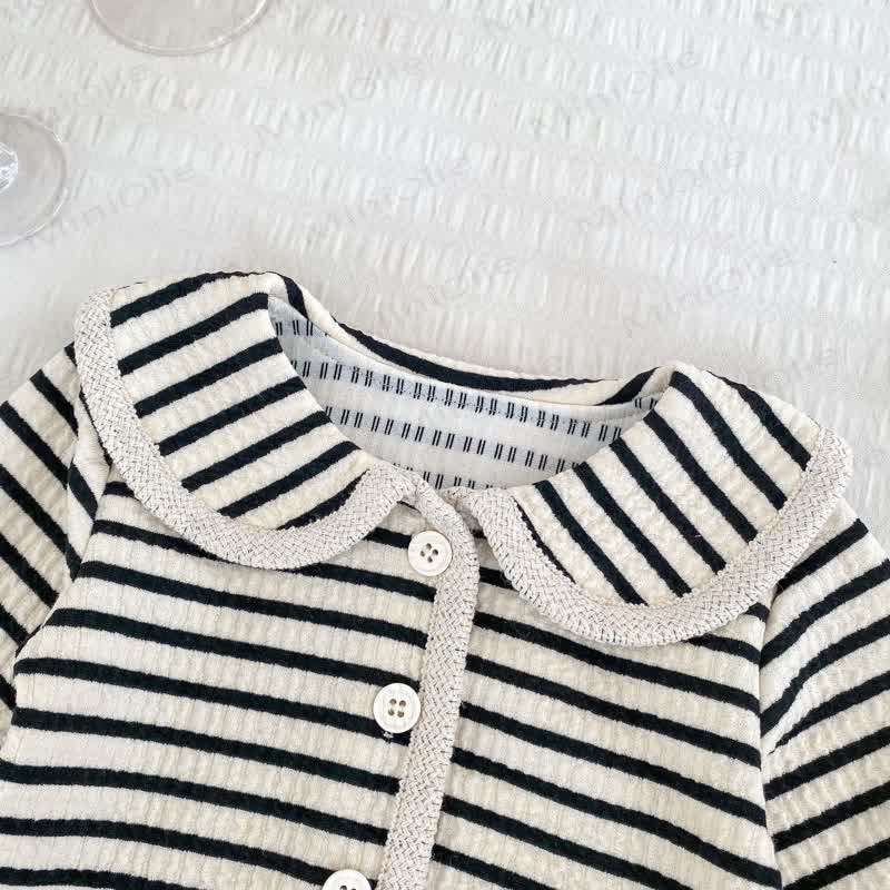 Toddler Baby Girl Striped Knit Cardigan and Pants 2-piece Set - image 3