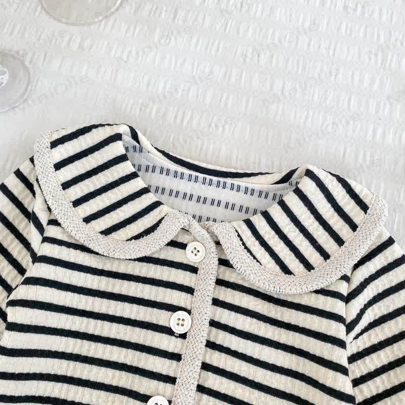 Toddler Baby Girl Striped Knit Cardigan and Pants 2-piece Set - image 3