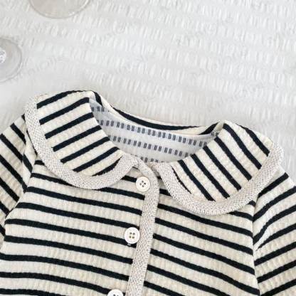 Toddler Baby Girl Striped Knit Cardigan and Pants 2-piece Set - image 3