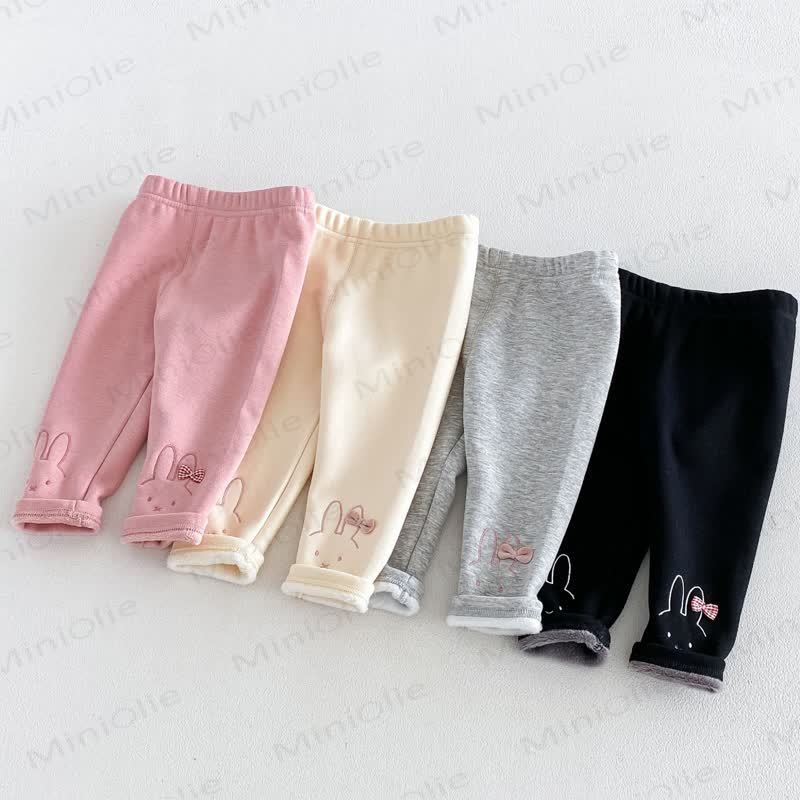 Baby Toddler Bunny Embroidered Fleece Lined Leggings - image 4