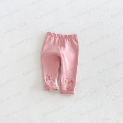Baby Toddler Bunny Embroidered Fleece Lined Leggings - Pink - 6-7T - image 13