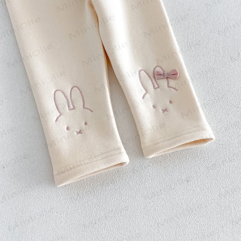 Baby Toddler Bunny Embroidered Fleece Lined Leggings - image 6
