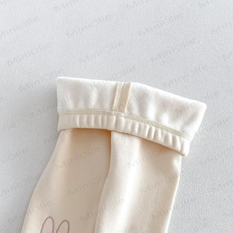 Baby Toddler Bunny Embroidered Fleece Lined Leggings - image 8