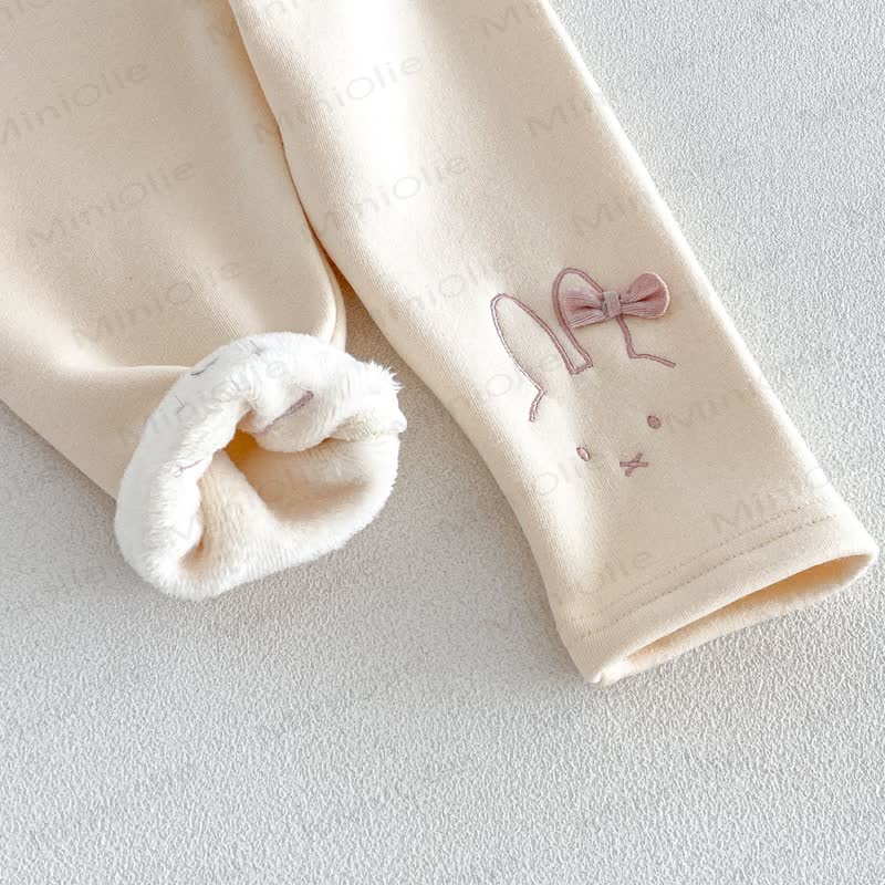 Baby Toddler Bunny Embroidered Fleece Lined Leggings - image 9