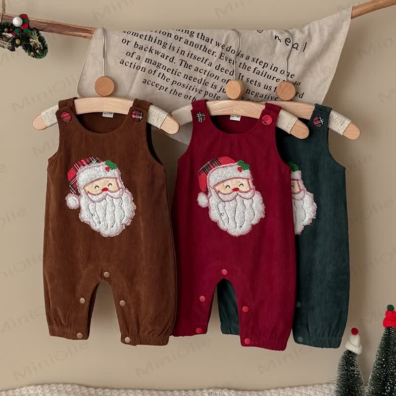 Baby Santa Corduroy Sleeveless Romper - image 1