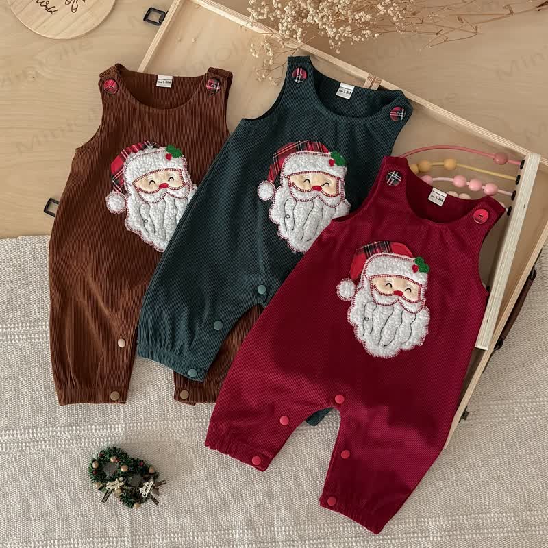 Baby Santa Corduroy Sleeveless Romper - image 2