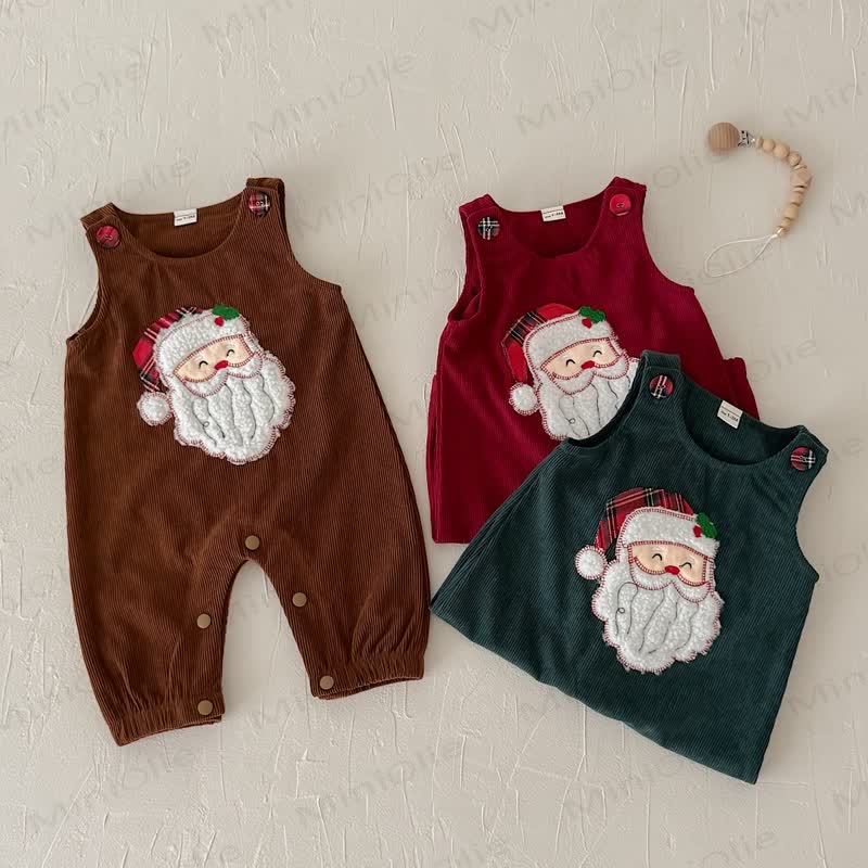 Baby Santa Corduroy Sleeveless Romper - image 4