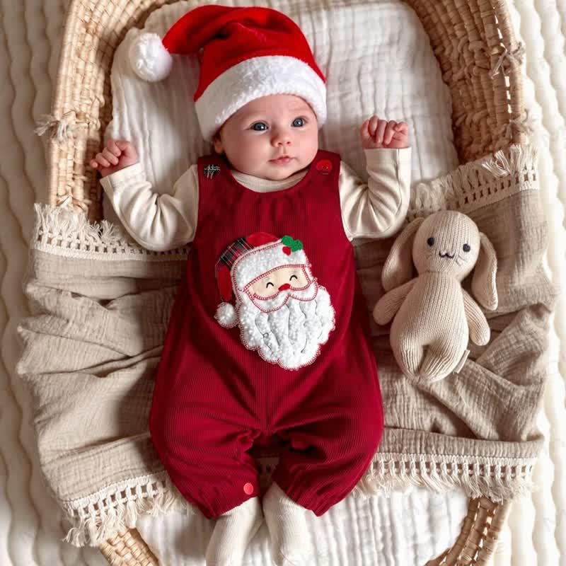 Baby Santa Corduroy Sleeveless Romper - image 6