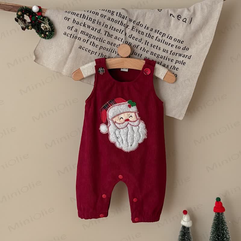 Baby Santa Corduroy Sleeveless Romper - Red - 12-18M - image 7