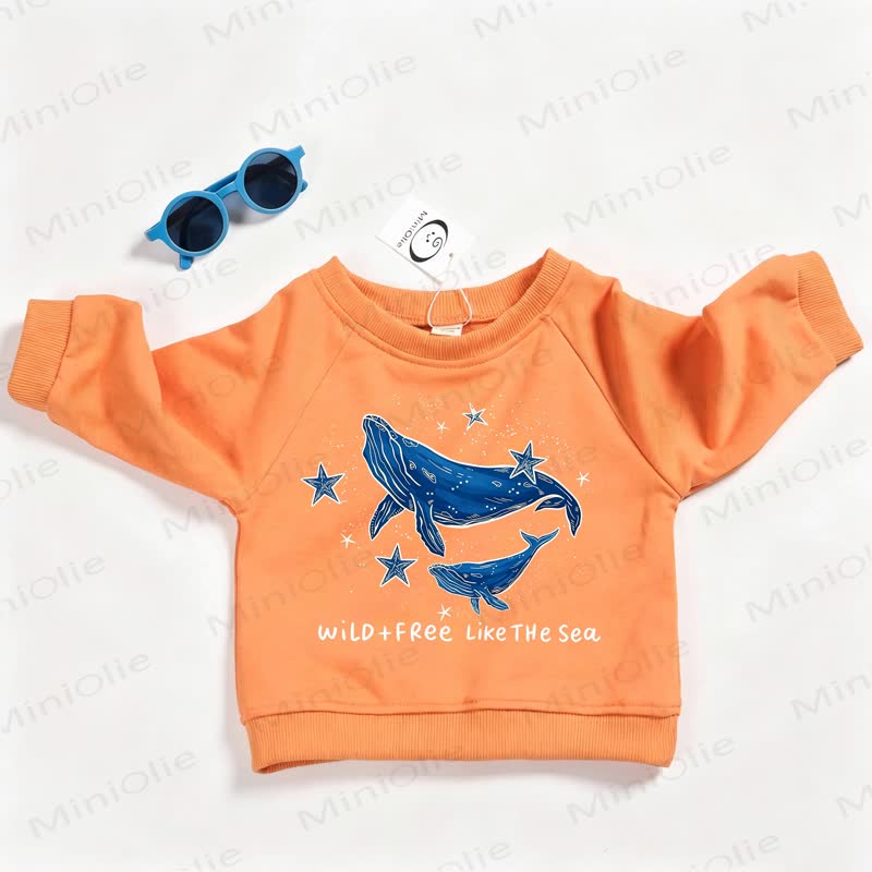 WILD+FREE LIKE THE SEA Baby Toddler Whale Orange Sweatshirt - Orange - 3-5T - image 1