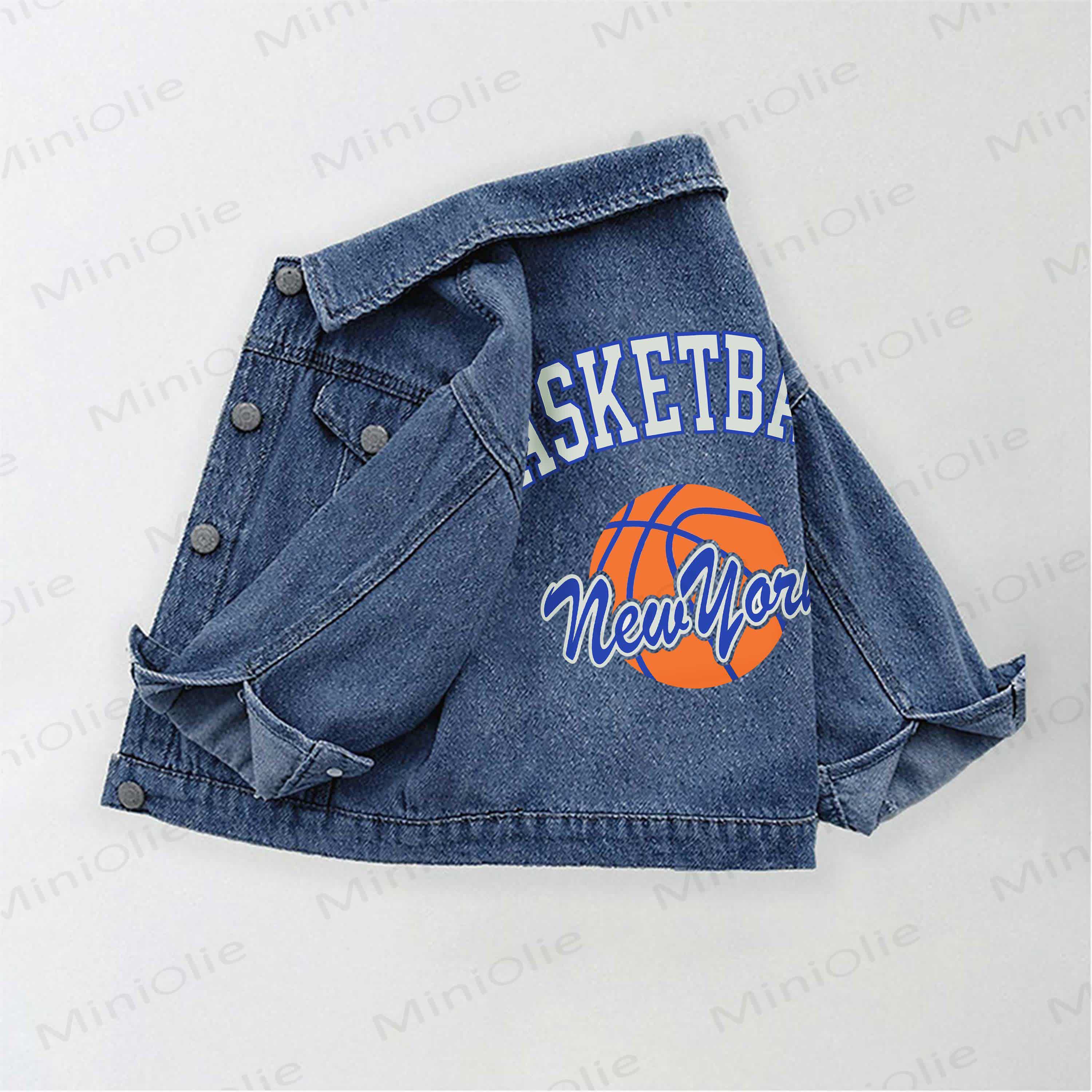 BASKETBALL NEW YORK Toddler Kid Basketball Denim Jacket - Blue - 10-11T - image 1