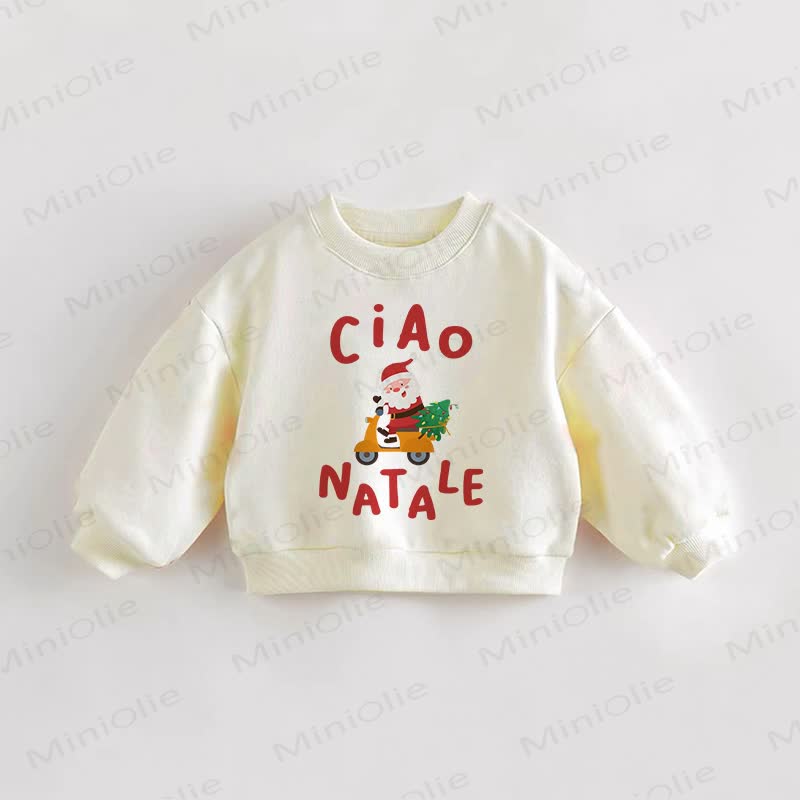 CIAO NATALE Baby Toddler Santa Cream Sweatshirt - Cream - 3-5T - image 1