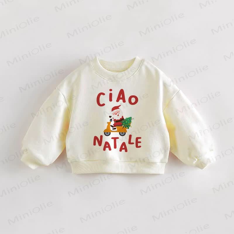 CIAO NATALE Baby Toddler Santa Cream Sweatshirt - Cream - 3-5T - image 1