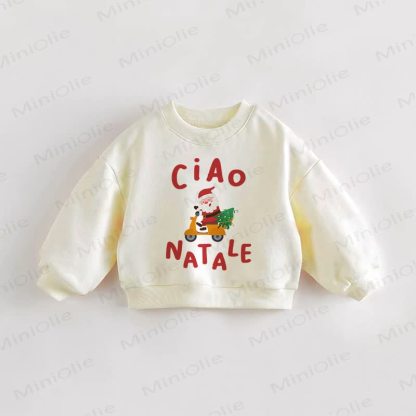 CIAO NATALE Baby Toddler Santa Cream Sweatshirt - Cream - 3-5T - image 1