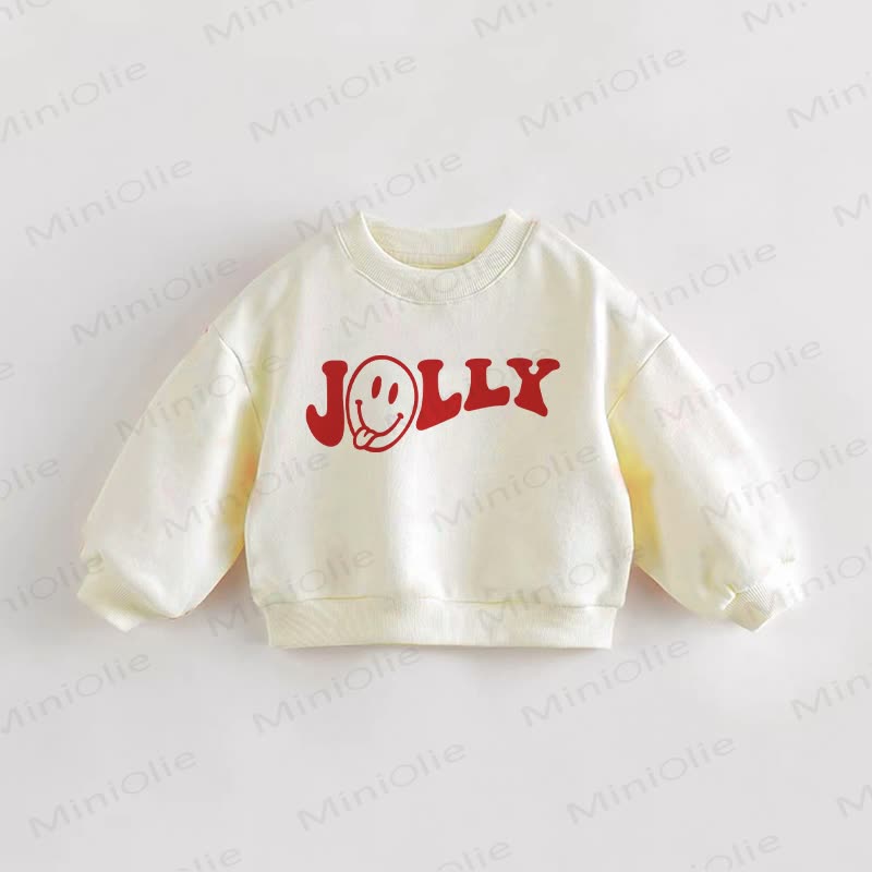 JOLLY Baby Toddler Smiley Cream Sweatshirt - Cream - 3-5T - image 1