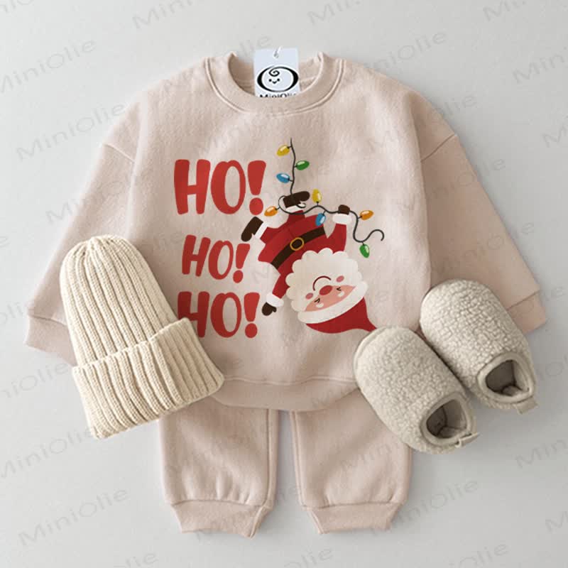 HO! HO! HO! Baby Santa Sweatshirt 2-piece Set - Beige - 2-3T - image 1