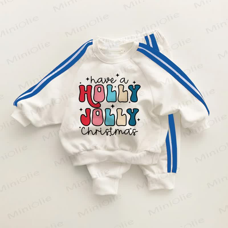 HAVE A HOLLY JOLLY CHRISTMAS Baby Blue Striped 2-piece Set - White&Blue - 3-5T - image 1