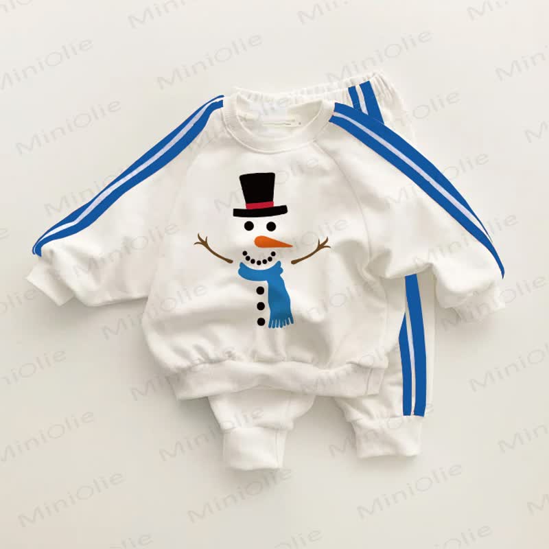 Baby Snowman Blue Striped 2-piece Set - White&Blue - 3-5T - image 1