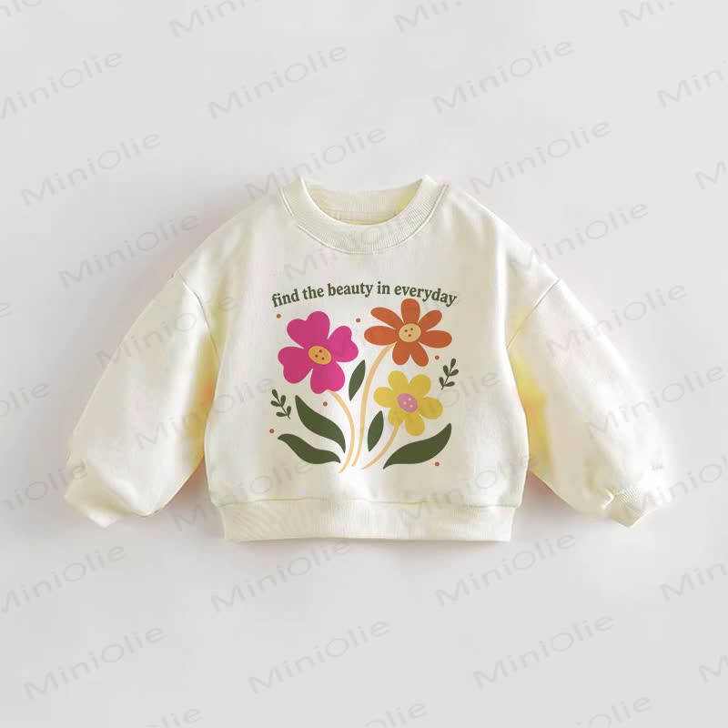 FIND THE BEAUTY IN EVERYDAY Baby Toddler Flower Cream Sweatshirt - Cream - 3-5T - image 1