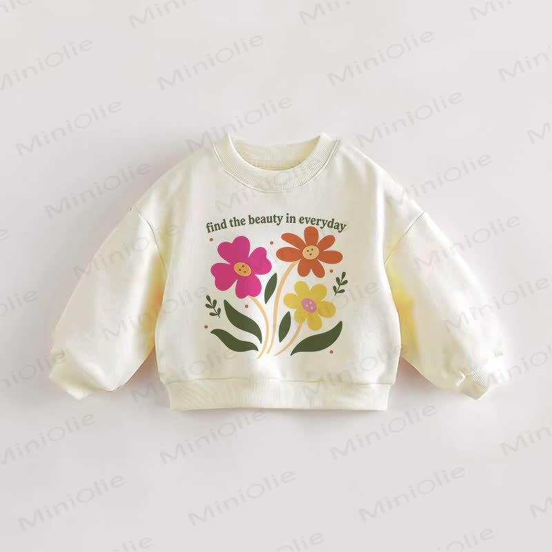 FIND THE BEAUTY IN EVERYDAY Baby Toddler Flower Cream Sweatshirt - Cream - 3-5T - image 1