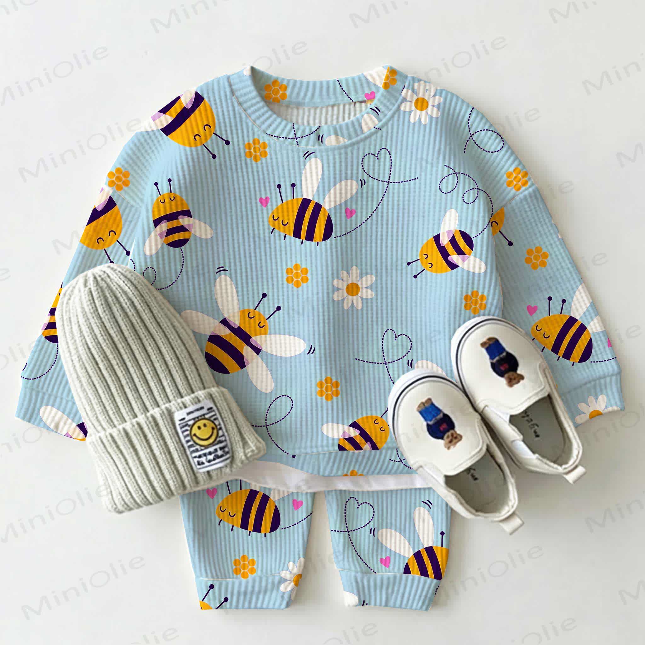 Baby Bee Blue Waffle 2-piece Set - Blue - 2-3T - image 1