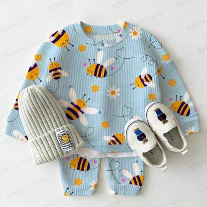 Baby Bee Blue Waffle 2-piece Set - Blue - 2-3T - image 1