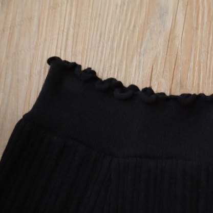 Toddler Girl Solid Color High Waist Ribbed Flare Pants - image 5