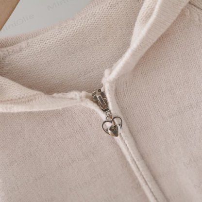 LOVE Toddler Girl Cozy Hooded Zip Knit Top and Pants 2-piece Set - image 6