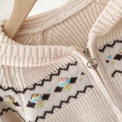 Toddler Girl Nordic Knit Hooded Cardigan and Pants 2-piece Set - image 6