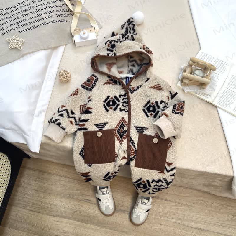Baby Sherpa Hooded Zip Front Romper - image 6