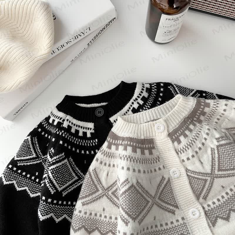 Baby Rhombic Knit Long Sleeve Button Front Romper - image 7