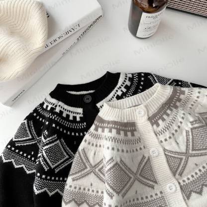 Baby Rhombic Knit Long Sleeve Button Front Romper - image 7