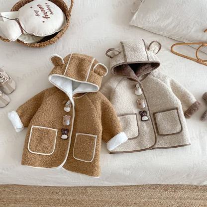 Baby Toddler Cozy Teddy Bear Ear Hooded Winter Jacket - image 1