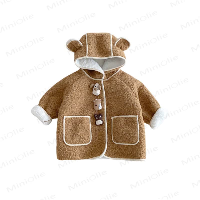 Baby Toddler Cozy Teddy Bear Ear Hooded Winter Jacket - image 5