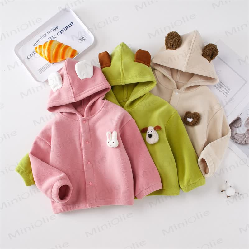 Toddler Bunny Ear Hooded Fleece Jacket  - image 1
