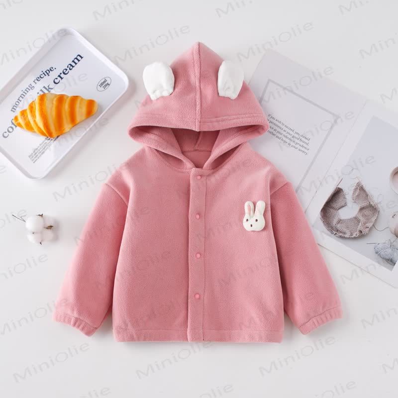 Toddler Bunny Ear Hooded Fleece Jacket  - Pink - 4-5T - image 2