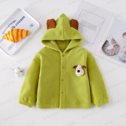 Toddler Bunny Ear Hooded Fleece Jacket  - Green - 4-5T - image 4