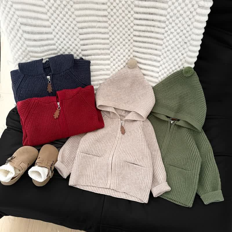 Baby Hooded Ribbed Knit Zip Up Cardigan - image 9