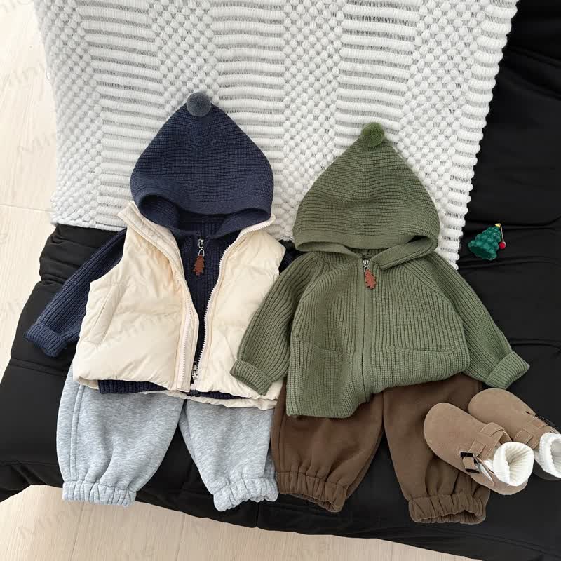 Baby Hooded Ribbed Knit Zip Up Cardigan - image 8