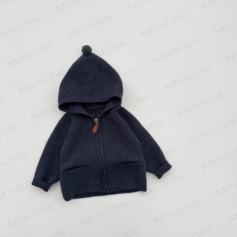 Baby Hooded Ribbed Knit Zip Up Cardigan - Navy - 3-4T - image 4