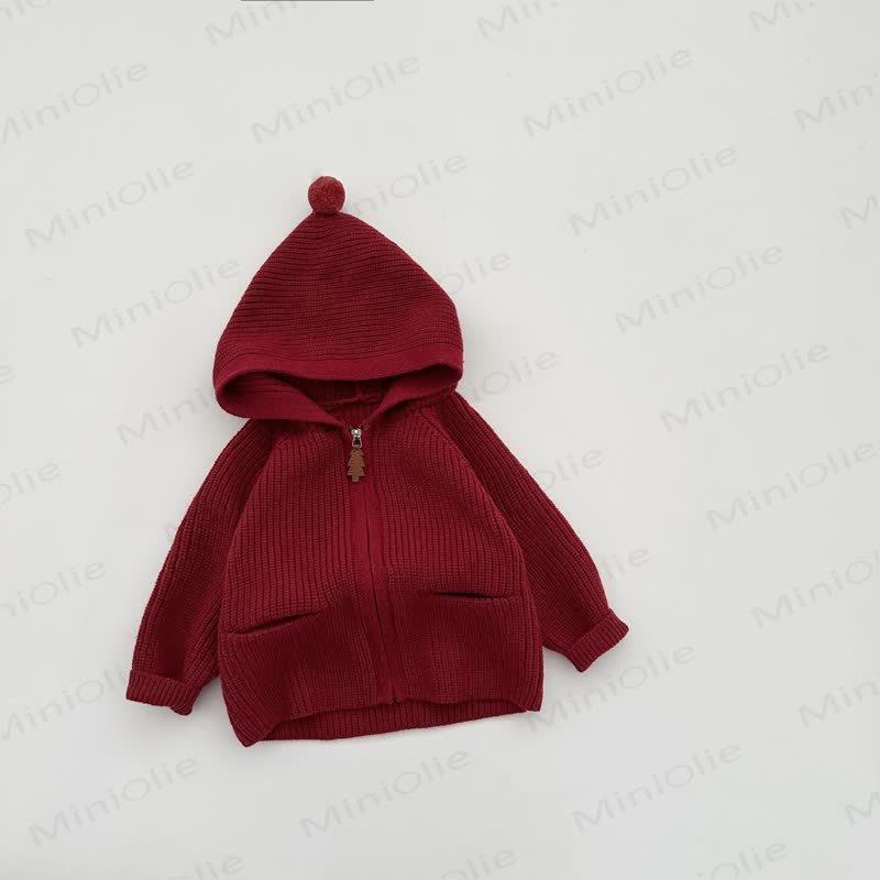 Baby Hooded Ribbed Knit Zip Up Cardigan - Red - 3-4T - image 5