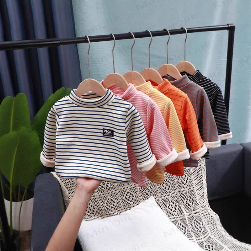 N.O.L Toddler Classic Striped Mock Neck Knit Long-Sleeve Shirt - image 1