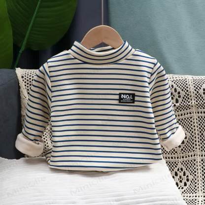 N.O.L Toddler Classic Striped Mock Neck Knit Long-Sleeve Shirt - White - 8-9T - image 2