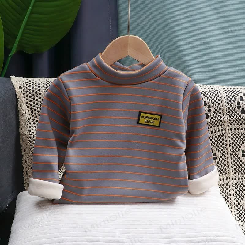 N.O.L Toddler Classic Striped Mock Neck Knit Long-Sleeve Shirt - Gray - 8-9T - image 3